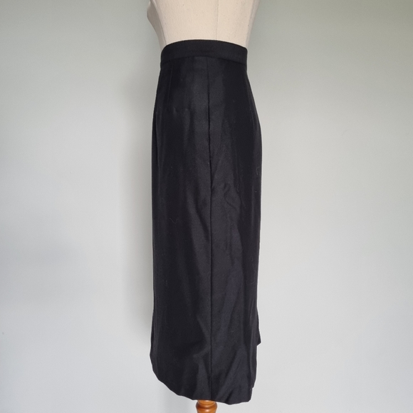 Fletcher Jones Black Wool Blend Midi Pencil Skirt Vintage 90s Size 16 - Picture 3 of 11